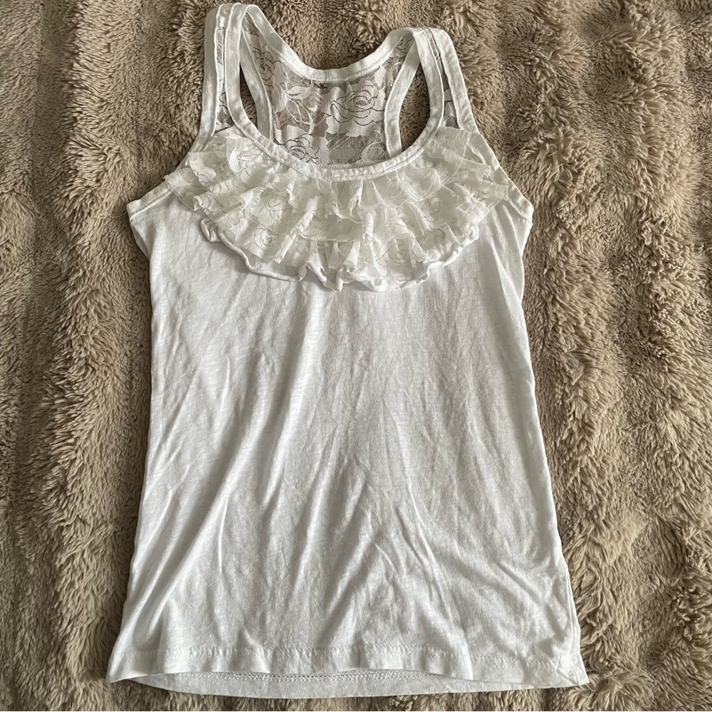 White Ruffle Tank Top - Picture 3 of 9